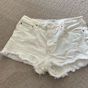 Agolde white denim Parker shorts